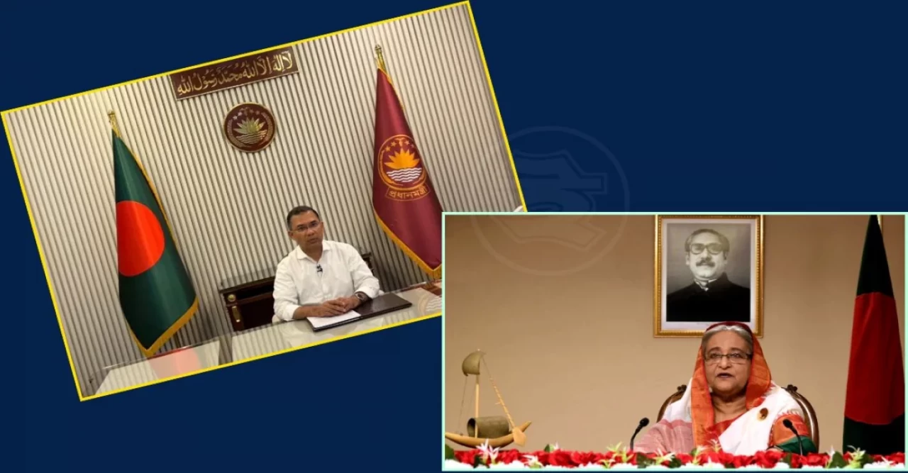 হাসিনার ট্র্যাডিশন ভেঙে দলীয় প্রতীক বা কারও ছবি ছাড়াই ভাষণ দিচ্ছেন তারেক রহমান